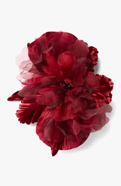 Helena Simon The Scarlet Orchid Floral Brooch In Burgundy