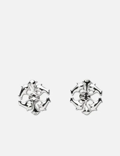 Helena Thulin Silver Logo Spikes Stud Earrings