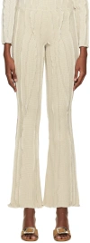 Helenamanzano Beige 3d Stripe Trousers In Beige