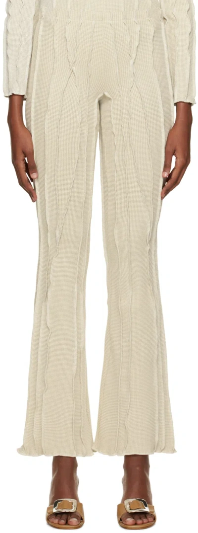 Helenamanzano Beige 3d Stripe Trousers