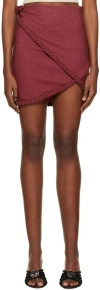 Helenamanzano Burgundy Braided Miniskirt In Burgundy