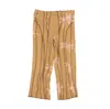 Helenamanzano Camel Peige Pink Capri Stripe Cropped Pants In Brown