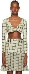Helenamanzano Green Nudo Blouse In Sand Net