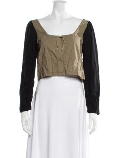 Pre-owned Helenamanzano Wool Square Neckline Crop Top In Neutral