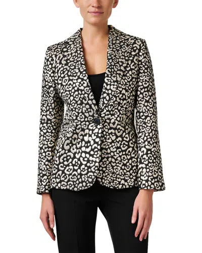 Helene Berman Goldie Animal Print Blazer In Yellow