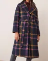 Shop Helene Berman Jean Wrap Coat In Purple Check