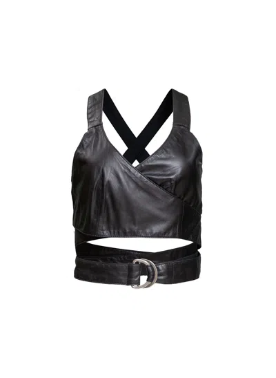 Helene Galwas Women's Black Edelina Vegan Leather Top