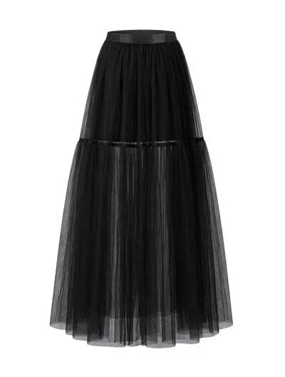 Helene Galwas Women's Black Mireya - Maxirock Aus Tüll