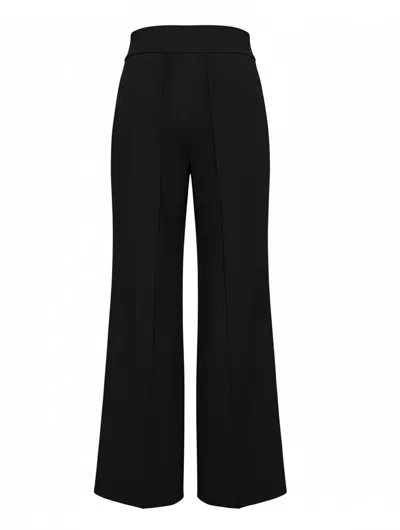 Helene Galwas Women's Black Tanja -  Schwarz Hose Mit Weitem Beinsaum