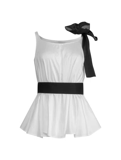 Helene Galwas Women's Black / White Bettire -  White Tanktop In Multi