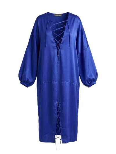 Helene Galwas Women's Blue Ivanare - Elegantes Tunikakleid Aus Seidensatin