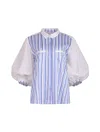 Helene Galwas Women's Blue / White Flora - Striped Blouse In Blue/white