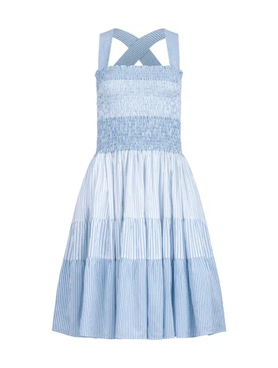 Helene Galwas Women's Blue / White Keni - Midi Dress In Blue/white