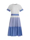 Helene Galwas Women's Blue / White Kenzie - Midi Dress In Blue/white