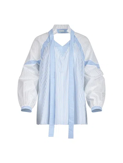 Helene Galwas Women's Blue / White Krista - Striped Blouse In Blue/white