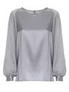 Helene Galwas Women's Grey / Silver Alina - Silk Blouse Silver In Gray