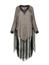 Helene Galwas Women's Green / Yellow / Orange Jennifer - Poncho Dress In Silver/green/yellow
