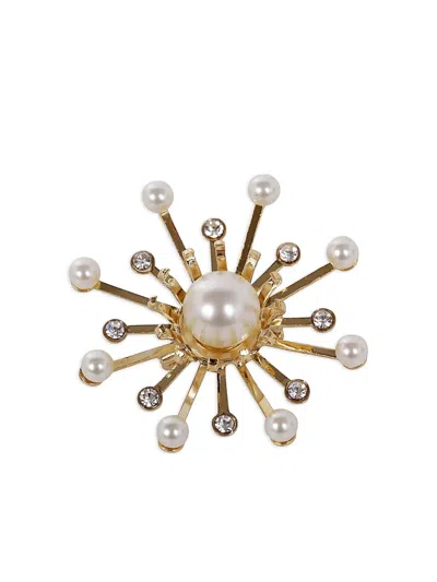 Helene Zubeldia Pearl Crystal Starburst Brooch