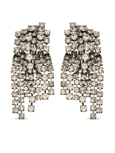 Helenezubeldia "timeless" Crystal Waterfall Earrings Clips In Metallic