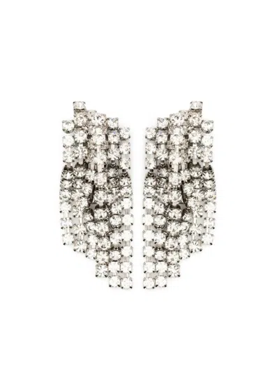 Helenezubeldia "timeless" Crystal Waterfall Earrings Clips In Silver
