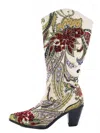 Helen's Heart Crystal Embellished Boot In Beige In Multi