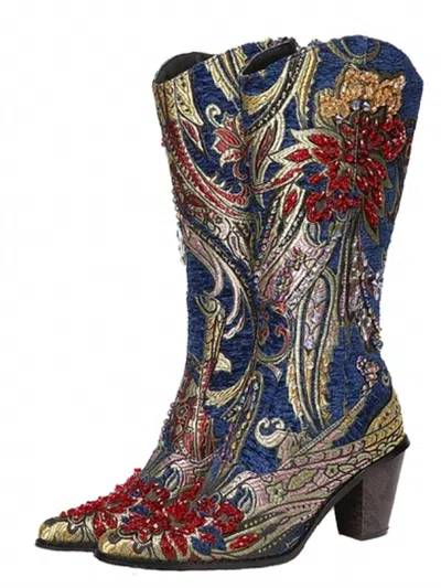 Helen's Heart Crystal Embellished Boot In Blue