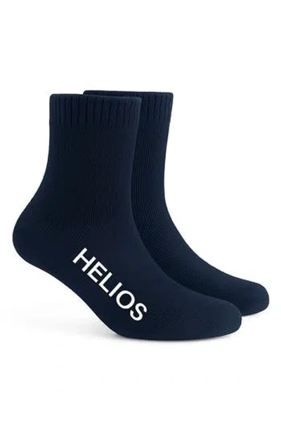 Helios The Heated Coat Thermal Retaining Wool Blend Crew Socks In Blue