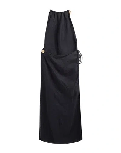 Helios Woman Maxi Dress Black Size M/l Linen