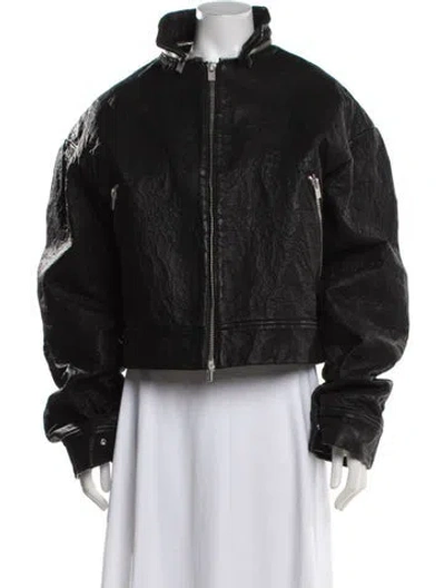 Pre-owned Heliot Emil 2023 Faux Leather Biker Jacket In Black