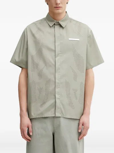 Heliot Emil Alsoran Perforated Logo-plaque Shirt In Green