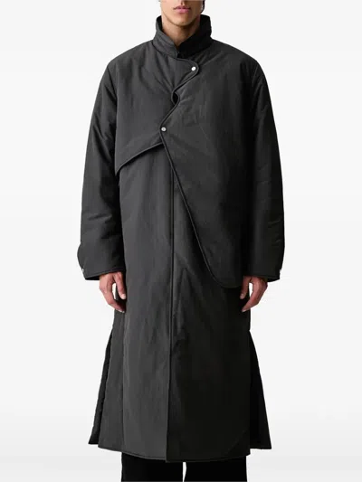 Heliot Emil Asymmetric Press-stud Coat In Black