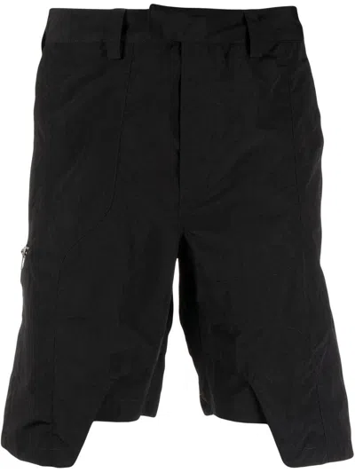 Heliot Emil Asymmetric Straight-leg Shorts In Black