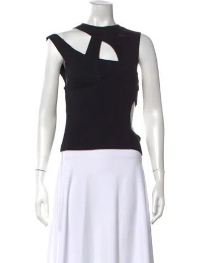 Pre-owned Heliot Emil Asymmetrical Sleeveless Crop Top In Black