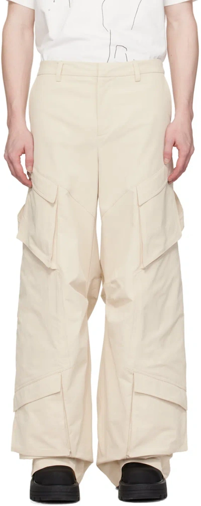 Heliot Emil Beige Cellulae Cargo Trousers In Stone