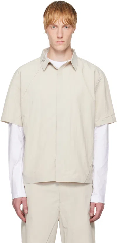 Heliot Emil Beige Marl Shirt In Stone