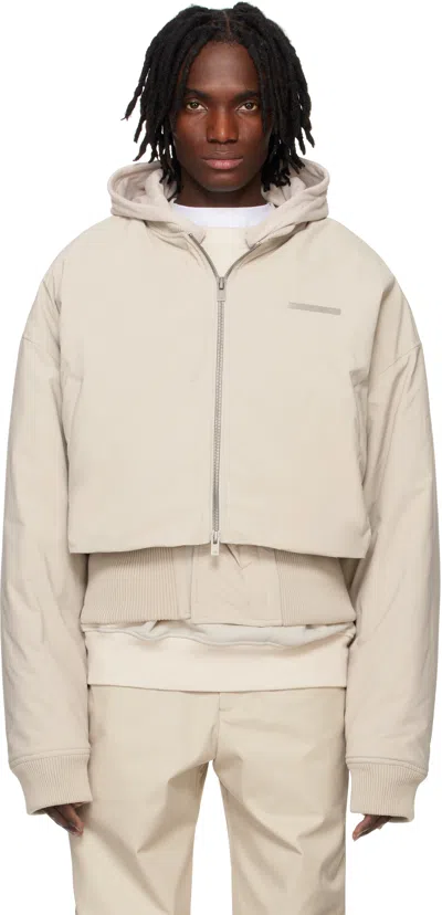 Heliot Emil Beige Pneumatic Bomber Jacket In Stone