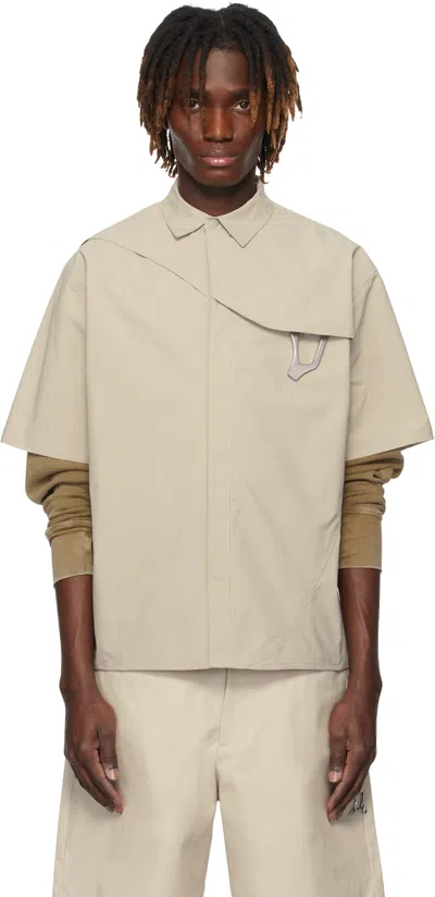 Heliot Emil Beige S/s Nylon Carabiner Shirt In Stone