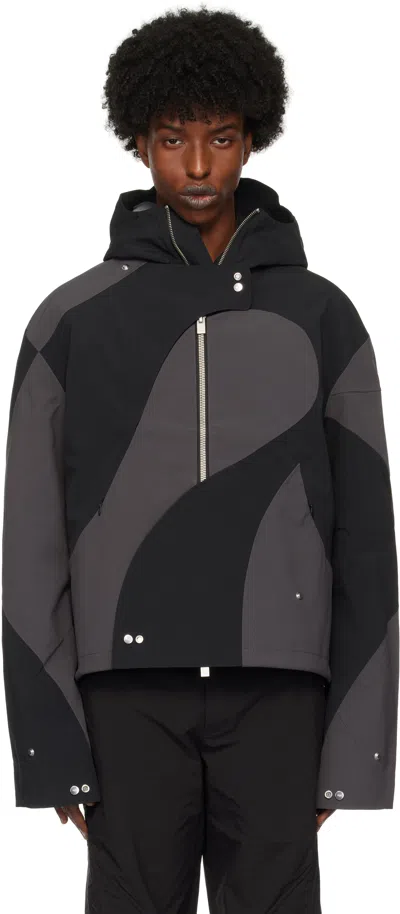 Heliot Emil Black & Gray Trident Technical Jacket In Grey/black