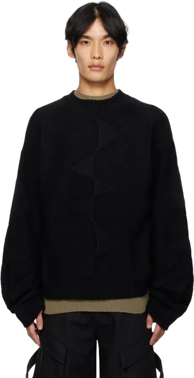 Heliot Emil Black Cropped Spiral Knit Sweater