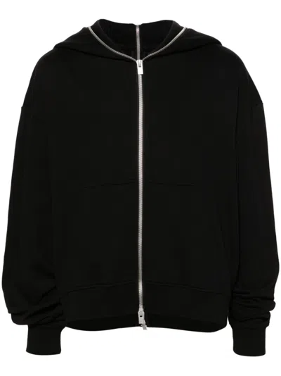 Heliot Emil Evolutions Zipped Cotton Hoodie In Black