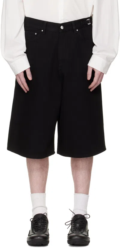 Heliot Emil Black Fence Denim Shorts