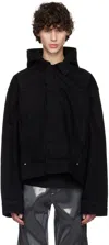 Heliot Emil Black Hooded Denim Jacket In Black