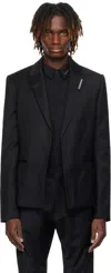 Heliot Emil Lapel-detail Logo-plaque Blazer In Black