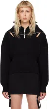 Heliot Emil Ribbed-knit Zip-detail Jumper In Black