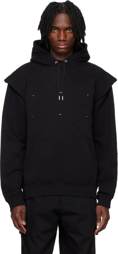 HELIOT EMIL BLACK OUTLINE LOGO HOODIE