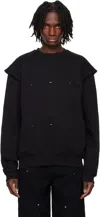 Heliot Emil Outline Logo Cotton Sweatshirt In Black