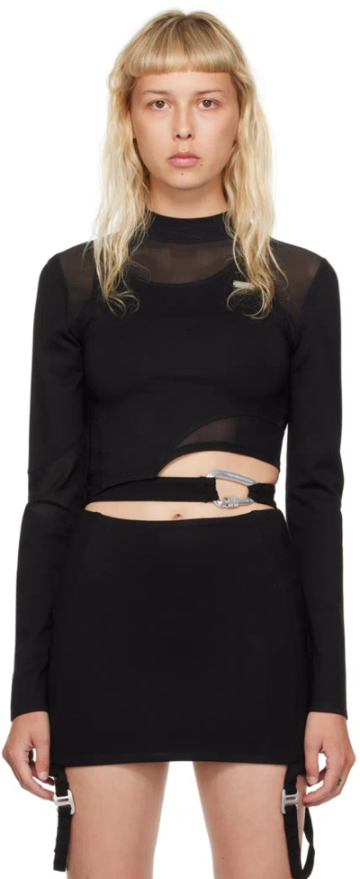 Heliot Emil Black Paneled Long Sleeve T-shirt