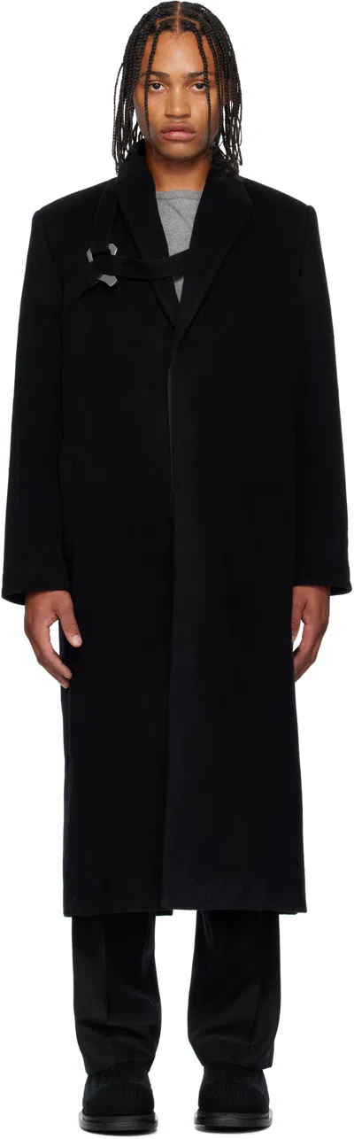 Heliot Emil Black Titan Wool Coat