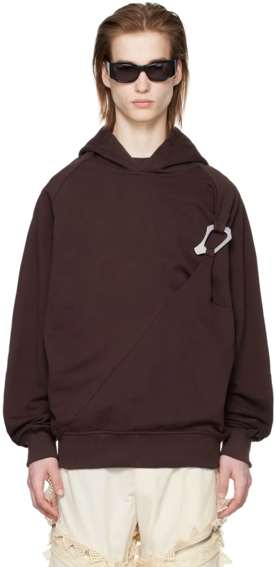 Heliot Emil Burgundy Morphed Carabiner Hoodie In Dark Aubergine