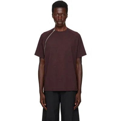 Heliot Emil Burgundy Sequence Zip T-shirt In Dark Aubergine